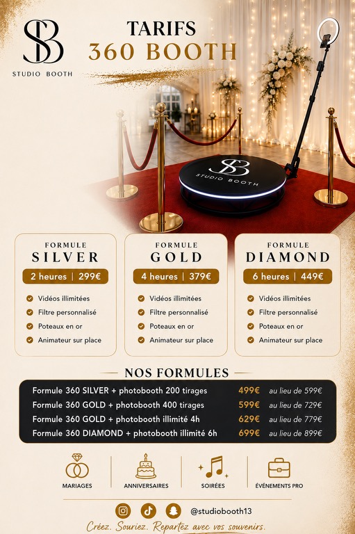 Tarifs 360 Booth et formules combinées